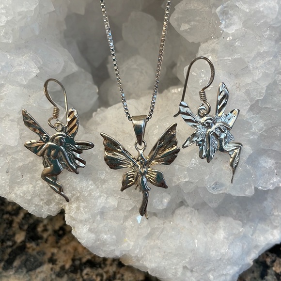 Sterling Silver Fairy Earring & Pendant Set Retail 142.00 NWT - Picture 7 of 12